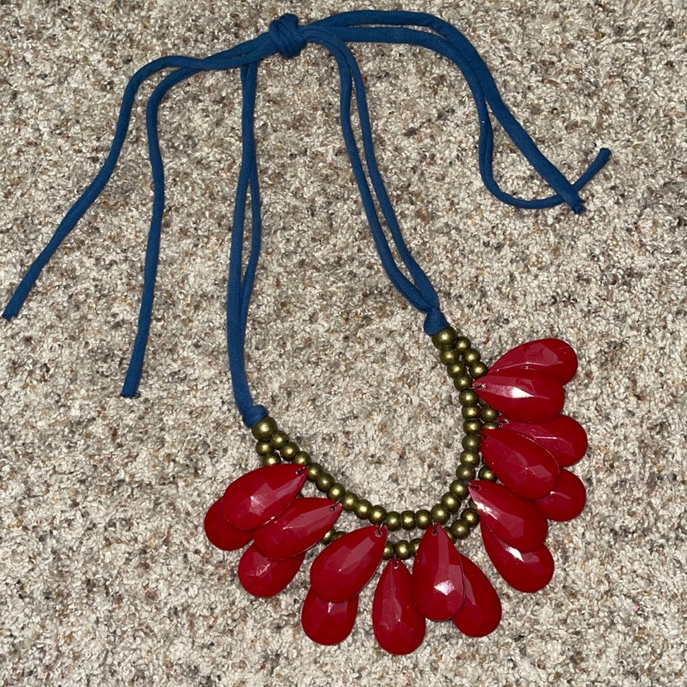 Anthropologie red statement necklace